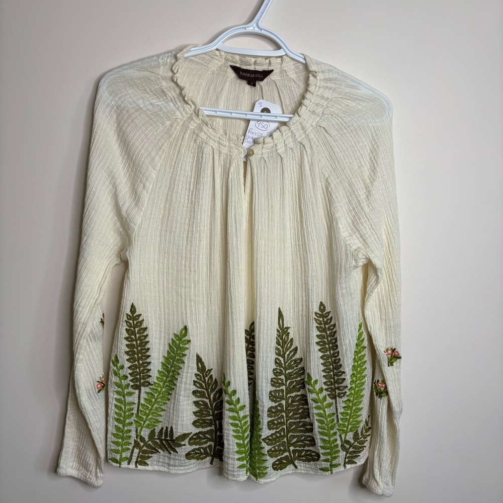 💛#450 Ranna Gill Botanical Peasant Top - Anthropologie - Picture 5 of 11